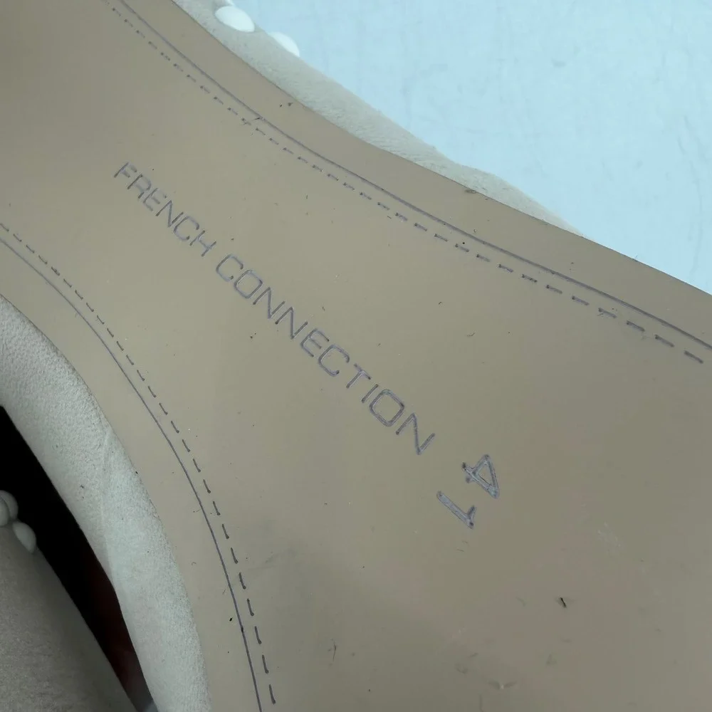 French Connection‎ Pump Women Size 41 10.5 Beige Studded Pointed Toe Stiletto